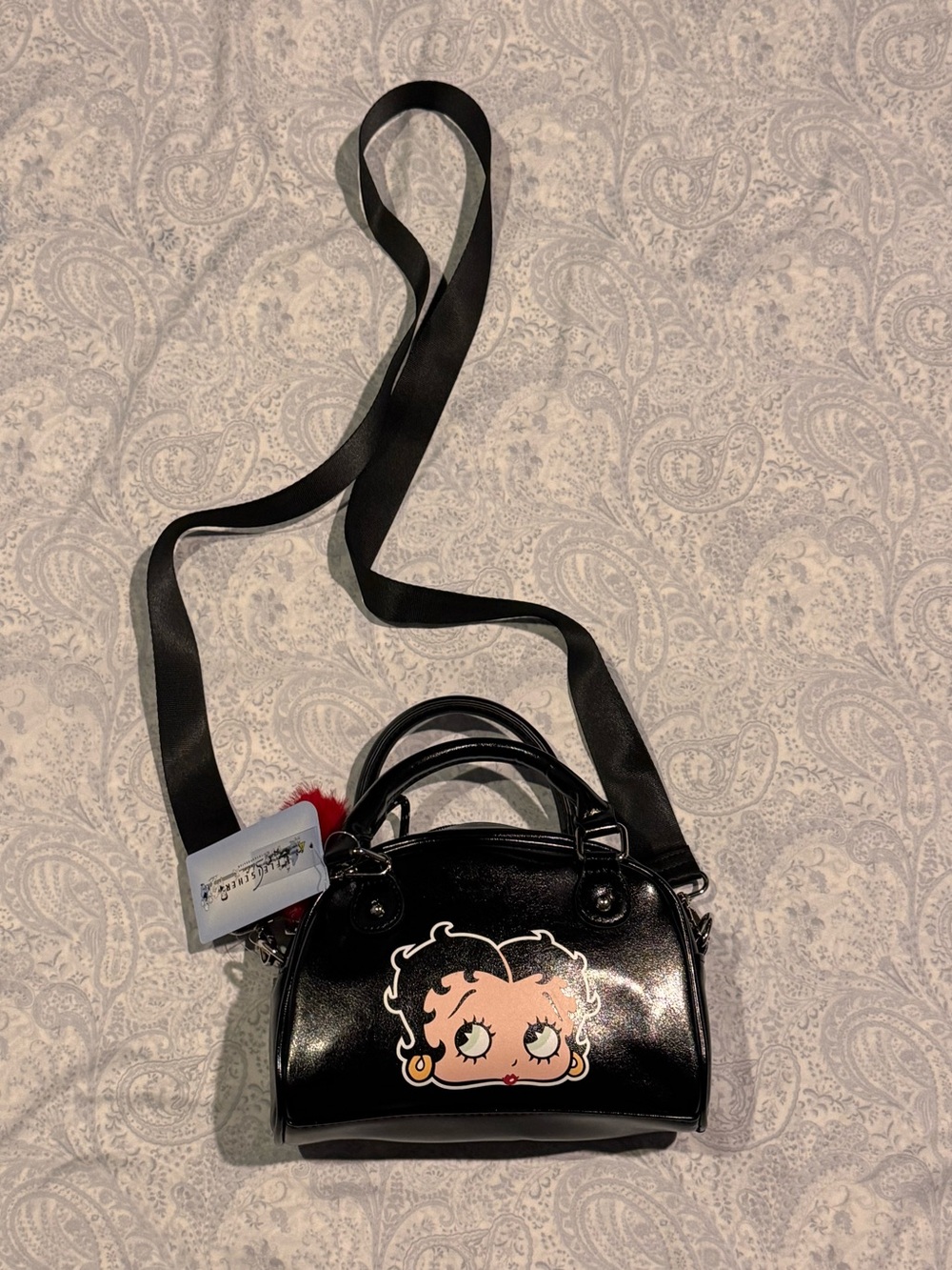 Betty Boop Black Satchel with Removable Crossbody Strap